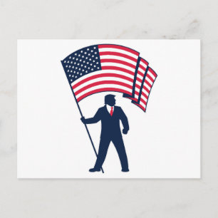 Postal Presidente Trump portando la bandera de EE. UU.