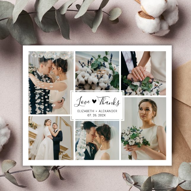 Postal Presupuesto 5 Boda Collage de fotos Gracias Postca (Subido por el creador)