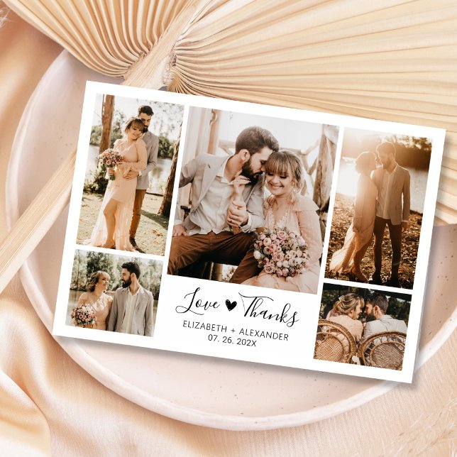 Postal Presupuesto 5 Boda Collage de fotos Gracias Postca (Subido por el creador)