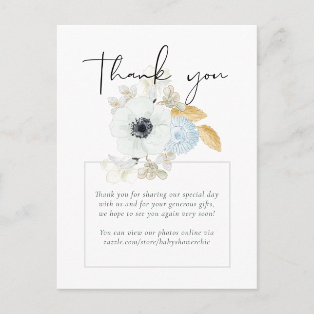 Postal PRESUPUESTO Baby Shower Blue Anemone (Anverso)
