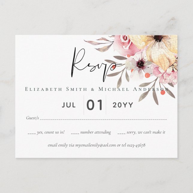Postal PRESUPUESTO Baby Shower Peach Floral (Anverso)