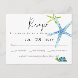 Postal PRESUPUESTO BEACH Sea Ocean Life Wedding RSVP