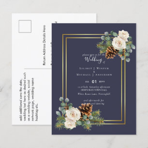 Postal PRESUPUESTO Boda de Invierno Rosas Blancas Doradas