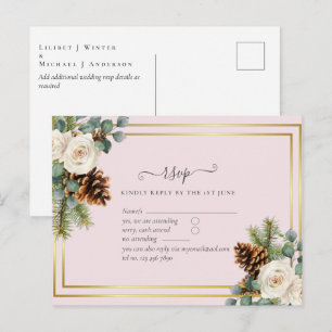 Postal PRESUPUESTO Boda de Invierno Rosas Blancas Polvo D