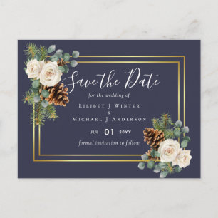 Postal PRESUPUESTO Boda de Invierno Rosas Blancas Polvo D
