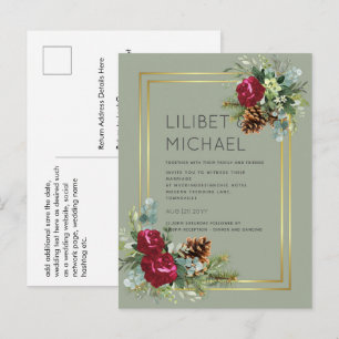 Postal PRESUPUESTO Boda de invierno Rosas de Borgoña Euca