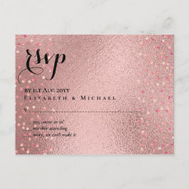 Postal PRESUPUESTO Boda de Rose Gold Purpurina Glam RSVP