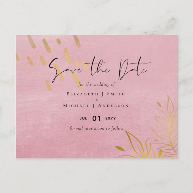 Postal PRESUPUESTO Boda Dusty Pink Oro (Anverso)