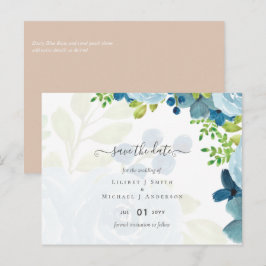 Postal Presupuesto Boda Floral Azul Polvo