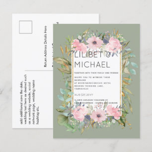 Postal PRESUPUESTO Boda Rubor Floral Sage Greenery