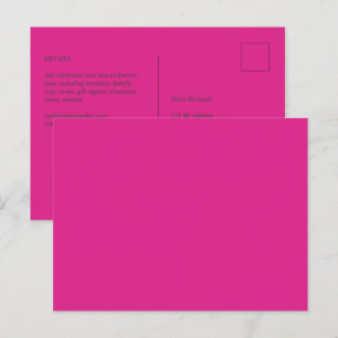 Postal PRESUPUESTO CERISE PINK Boda básico moderno
