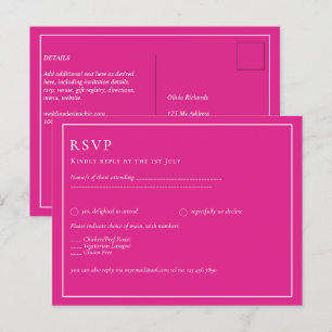 Postal PRESUPUESTO CERISE PINK Boda básico moderno