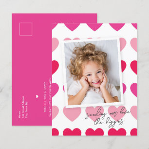 Postal Presupuesto de corazones rosas brillantes para San