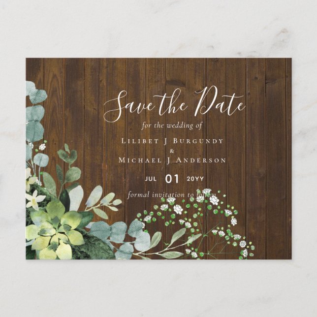 Postal PRESUPUESTO Eucalyptus Greenery Boda Foliage (Anverso)