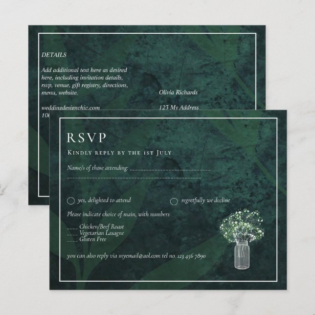 Postal Presupuesto Flor de ilusión en tarro de Mason Verd (Anverso / Reverso)