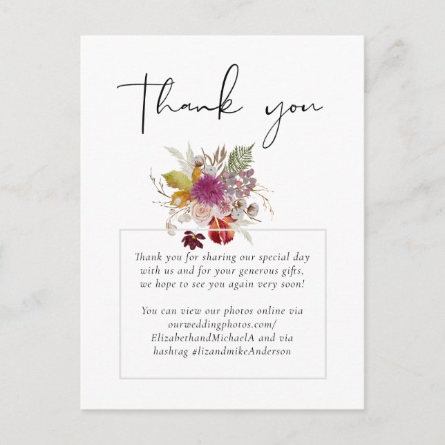 Postal PRESUPUESTO Florales Otoñales De Boda Con Canela D (Anverso)