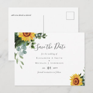 Postal PRESUPUESTO Girasoles rusos Eucalyptus deja Boda