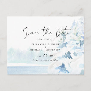 Postal PRESUPUESTO Montañas nevadas Árboles de lagos inve