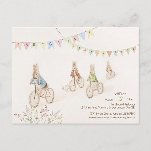 Postal Presupuesto Peter the Rabbit Bunny Gender Baby Sho (Anverso)