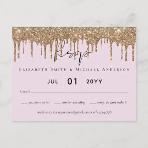 Postal PRESUPUESTO Purpurina de oro rosado Boda RSVP