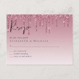 Postal PRESUPUESTO Purpurina rosa Boda RSVP