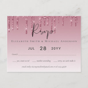 Postal PRESUPUESTO Purpurina rosa Boda RSVP