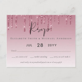 Postal PRESUPUESTO Purpurina rosa Boda RSVP