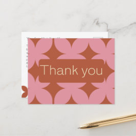 Postal Presupuesto Retro Rosa y Boda Rojo Gracias