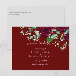Postal PRESUPUESTO Rosas Rojas Borgoñas BODA Gypsophila