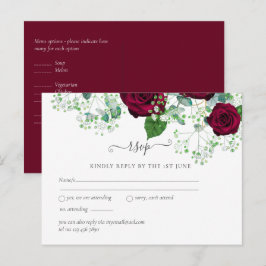 Postal PRESUPUESTO Rosas Rojas Borgoñas BODA Gypsophila