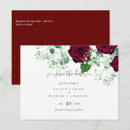 Postal PRESUPUESTO Rosas Rojo Burdeos Gypsophila BODA