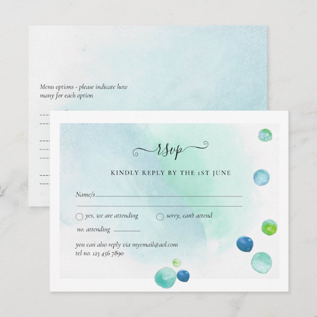 Postal PRESUPUESTO RSVP Sea Glass Moderno Boda Abstracta (Anverso / Reverso)