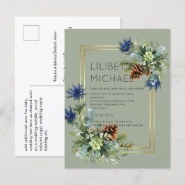 Postal PRESUPUESTO Thistle azul Eucalyptus Boda Wonderlan