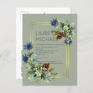 Postal PRESUPUESTO Thistle azul Eucalyptus Boda Wonderlan