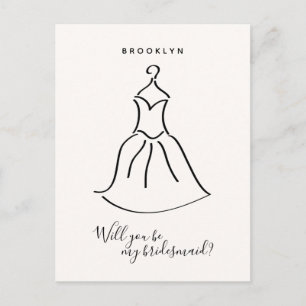 Postal PRESUPUESTO Vestido simple Bridesmaid Propuesta de