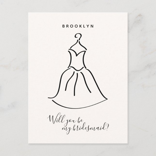Postal PRESUPUESTO Vestido simple Bridesmaid Propuesta de (Anverso)