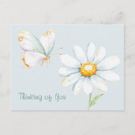 Postal Pretty Pastel Watercolor Butterfly and Daisy