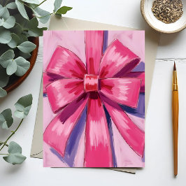 Postal Pretty Pink Bow Ribbon Watercolor