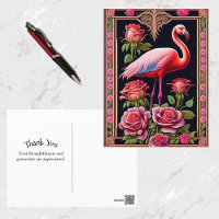 Pretty Pink Flamingo Rose Illustration