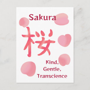 Postal Pretty Sakura Kanji con Hanakotoba