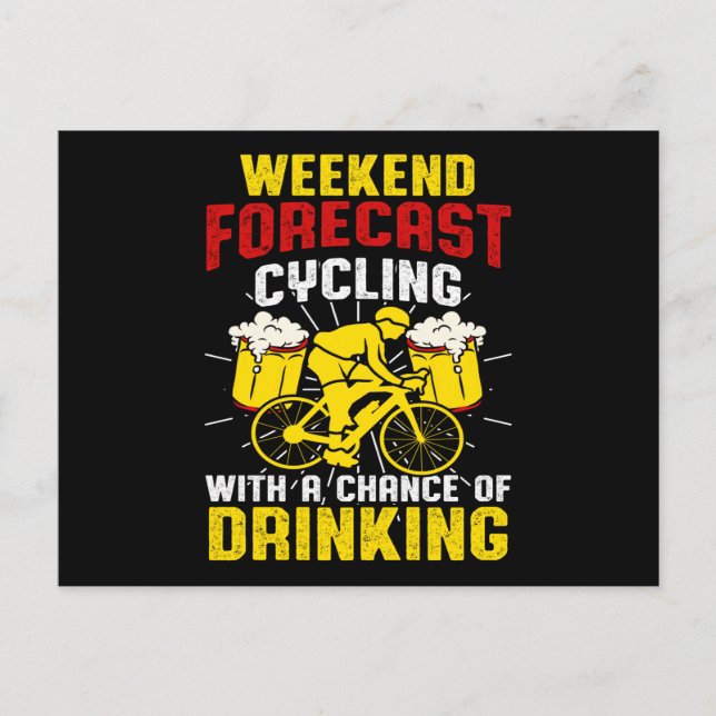 Postal Previsión de fin de semana Ciclismo Cerveza Bicicl (Anverso)