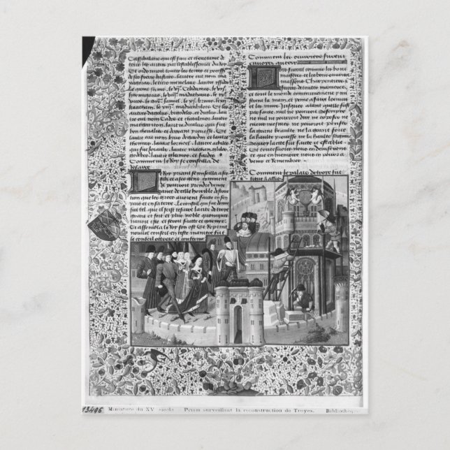 Postal Priam observando la reconstrucción de Troy (Anverso)