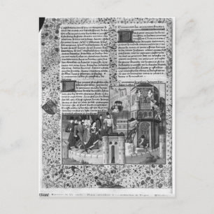 Postal Priam observando la reconstrucción de Troy