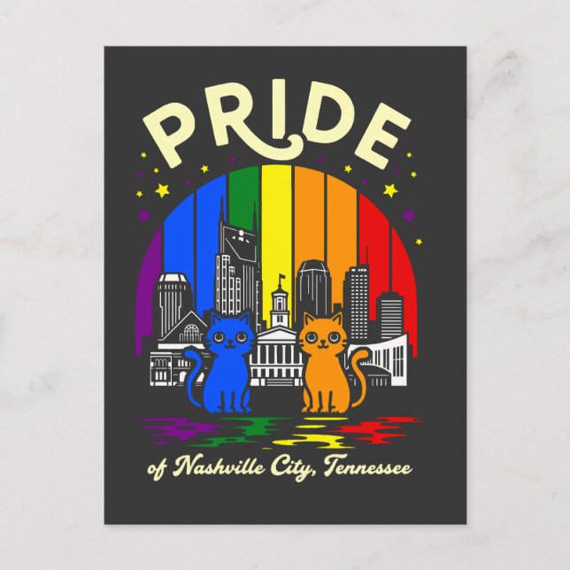 Postal Pride of Nashville City Tennessee Cats Rainbow Fla (Anverso)