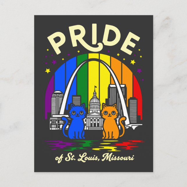Postal  Pride of St. Louis City Missouri Cats Rainbow Fla (Anverso)