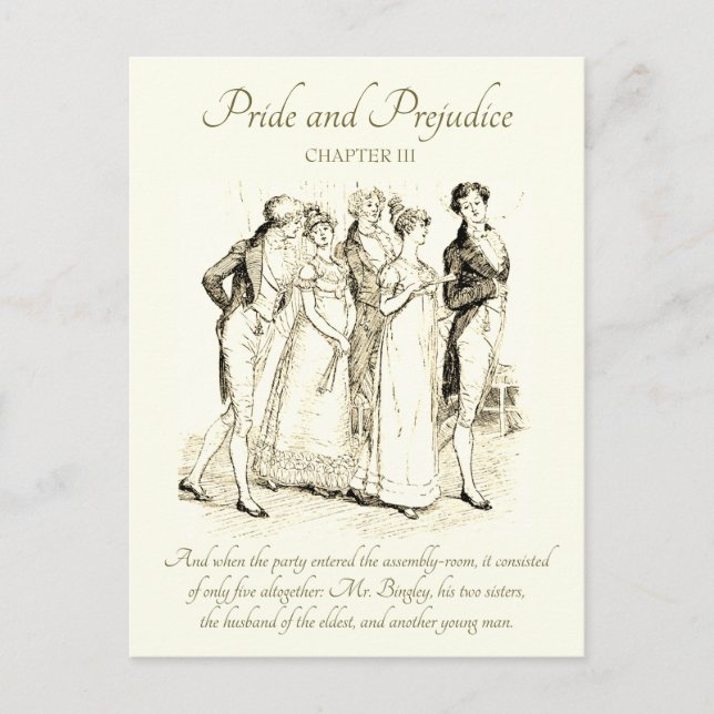 Postal Pride y prejuicio Bingley Darcy Ball Entrance (Anverso)