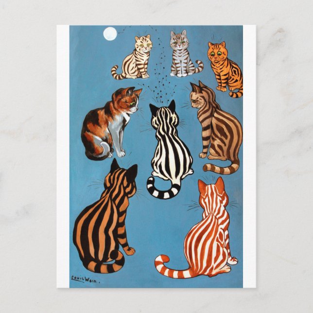 Postal Primadonna de la noche, Louis Wain (Anverso)