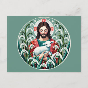Postal Primavera cristiana de Jesucristo de la Pascua