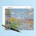 Postal Primavera del Sena Claude Monet<br><div class="desc">Postal de arte fino con la pintura,  primavera por el Sena de Claude Monet (1878). Un paisaje impresionista con parisinos caminando a lo largo del río Sena en París,  Francia.</div>