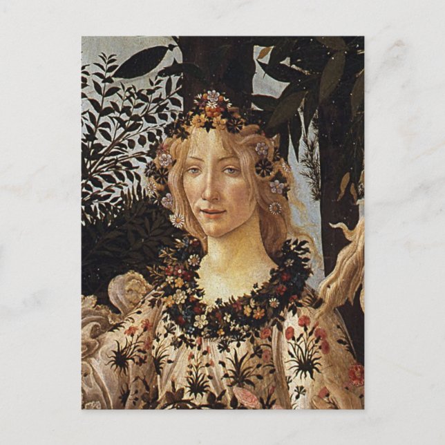 Postal Primavera, detalle de Flora por Sandro Botticelli (Anverso)